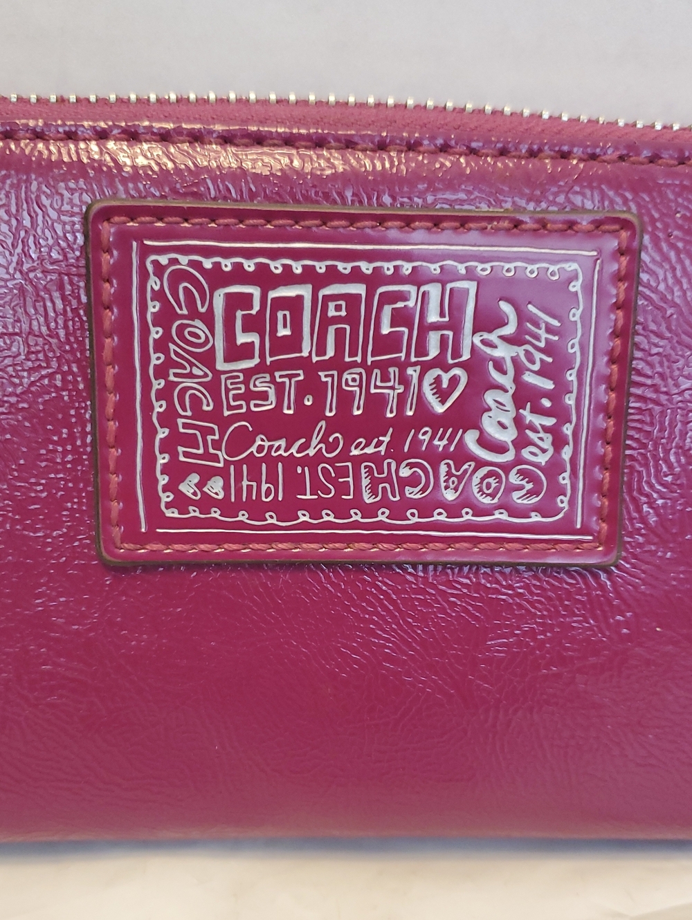 Coach Poppy Patent Zip-Around Leather Wallet - Picture 2 of 8